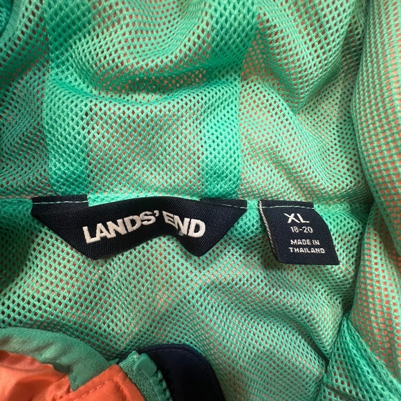 Lands End Kids Packable Rain Jacket, Lightweight, Colorblock, XL, Spring, Hood - Picture 5 of 15